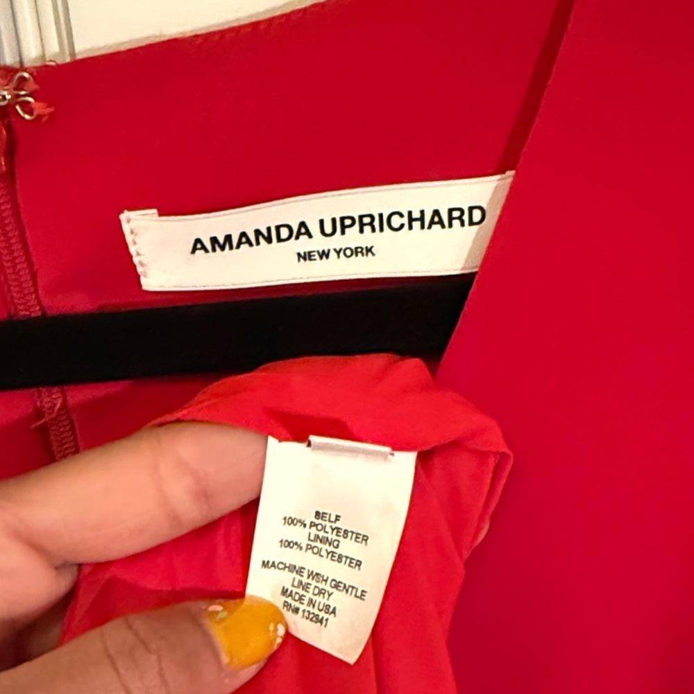 Amanda Uprichard Red V-Neck Cocktail Dress - Picture 2 of 4